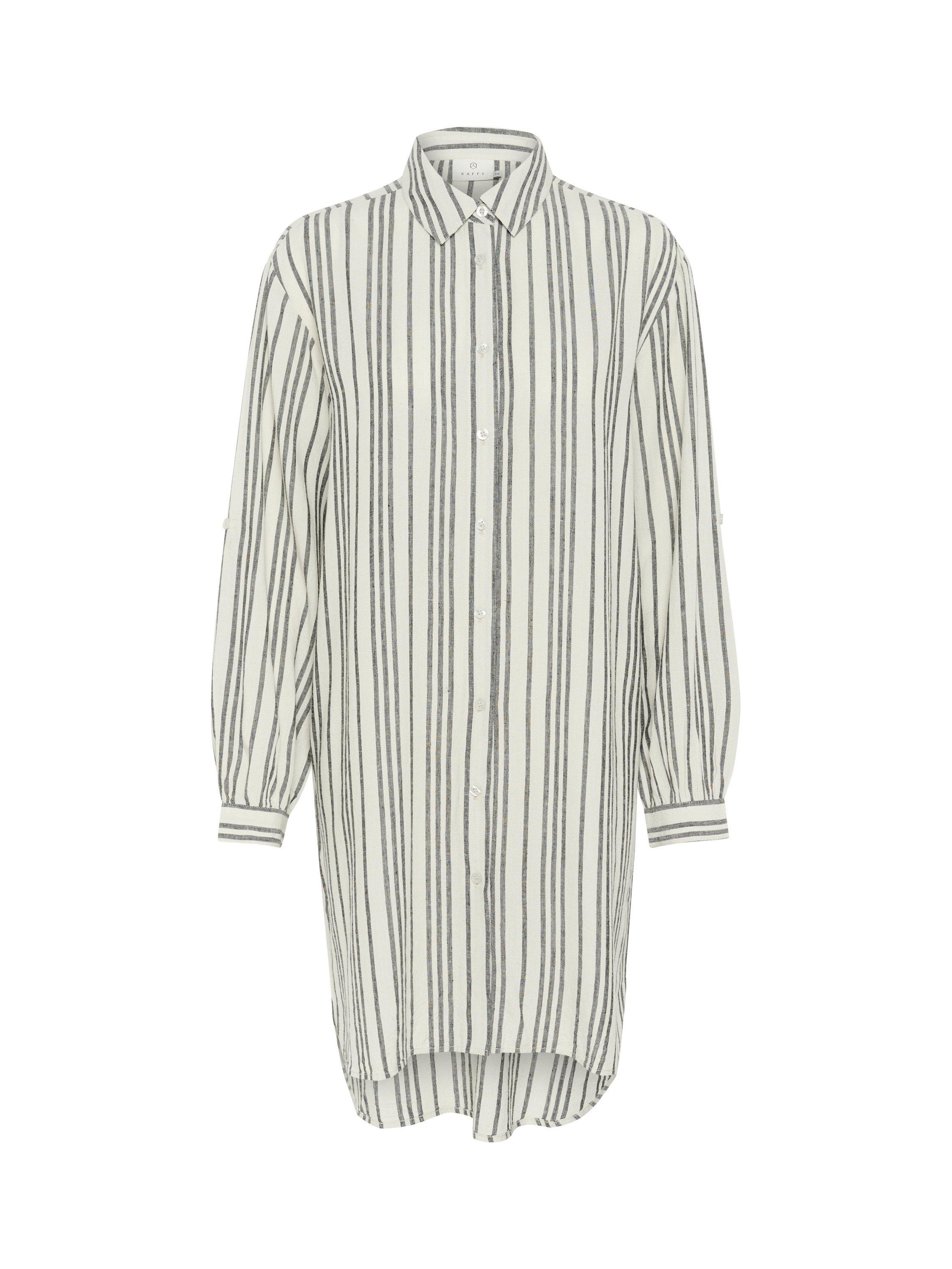 Product image 5 of 6, which shows KAFFE Milia Stripe Shirt Dress, Beige, 8