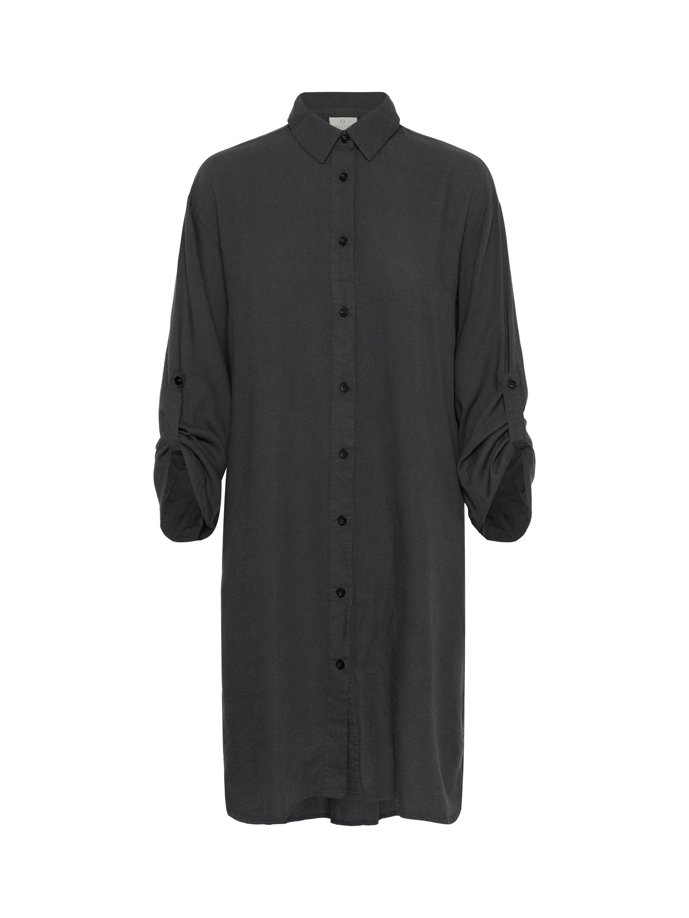 Product image 4 of 6, which shows KAFFE Milia Linen Blend Knee Length Shirt Dress, Mid Grey, 8
