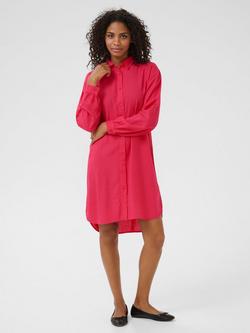 KAFFE Milia Linen Blend Knee Length Shirt Dress, Mid Red