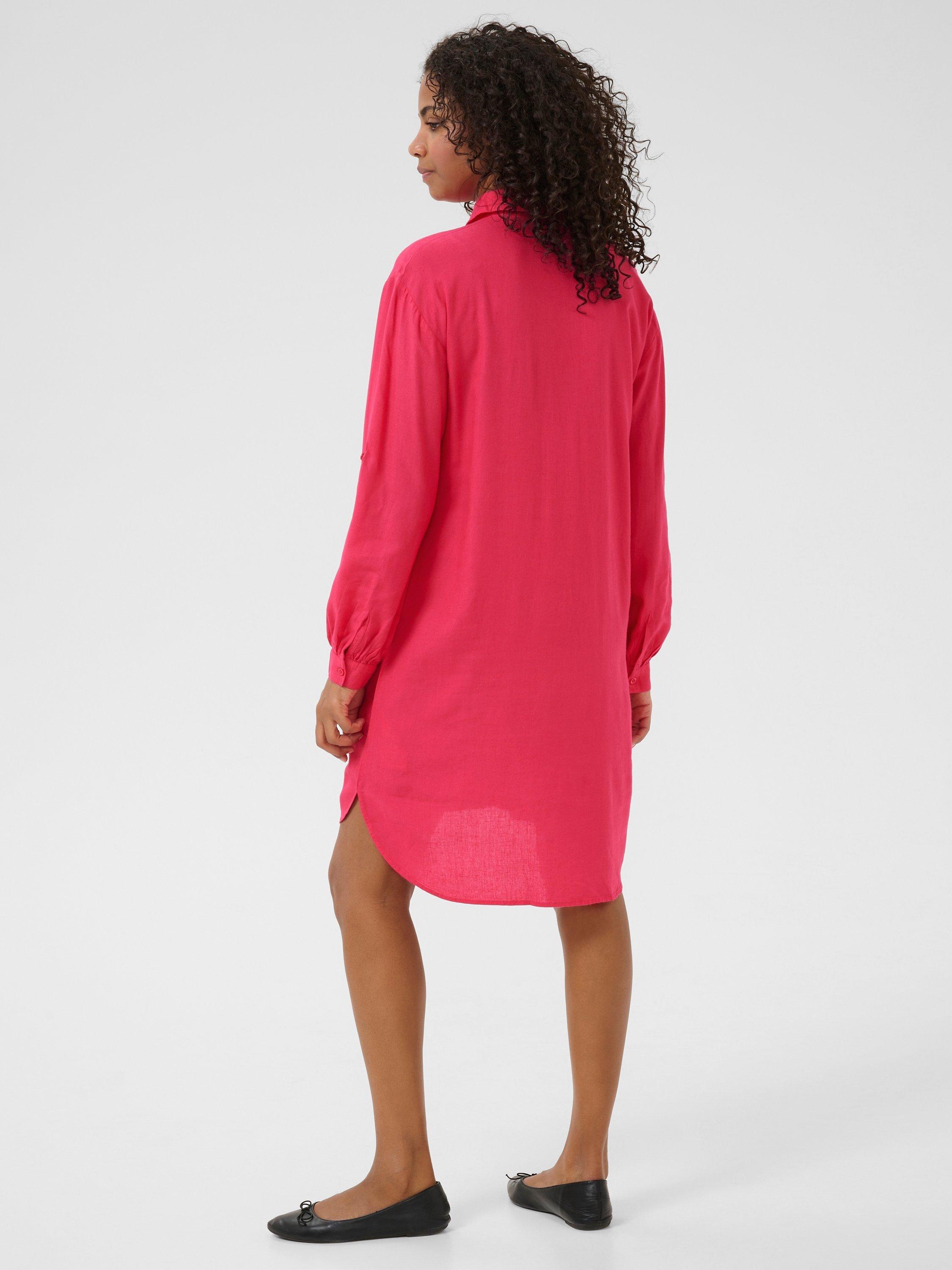 Product image 2 of 7, which shows KAFFE Milia Linen Blend Knee Length Shirt Dress, Mid Red, 8