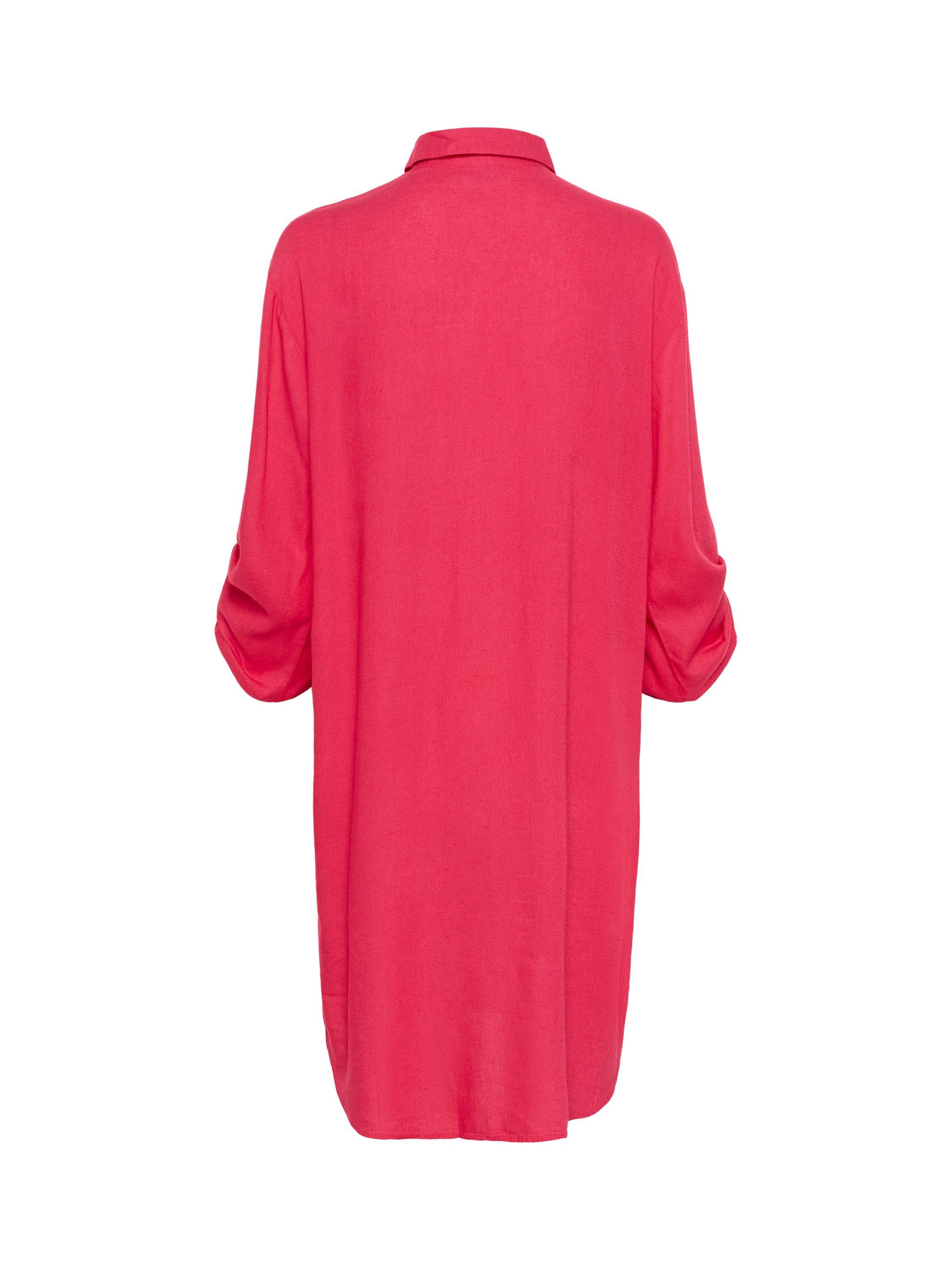 Product image 6 of 7, which shows KAFFE Milia Linen Blend Knee Length Shirt Dress, Mid Red, 8