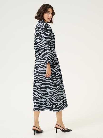 KAFFE Olga Zebra Print A-Line Midi Shirt Dress, Blue/Multi - view 2, Blue/Multi