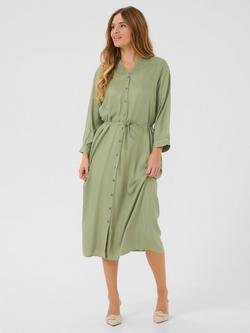 KAFFE Olga A-Line Midi Shirt Dress, Mid Green, Mid Green