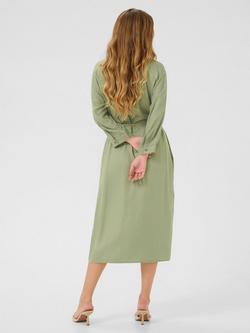 KAFFE Olga A-Line Midi Shirt Dress, Mid Green - view 2, Mid Green