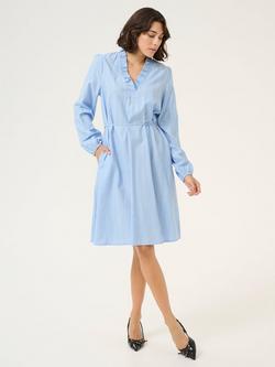 KAFFE Sanni Chambray A-Line Knee Length Dress, Mid Blue, Mid Blue