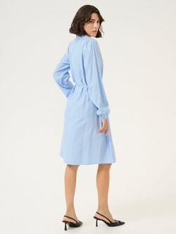 KAFFE Sanni Chambray A-Line Knee Length Dress, Mid Blue - view 2, Mid Blue