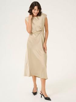 KAFFE Pristina Twist Front Satin Midi Dress, Mid Grey