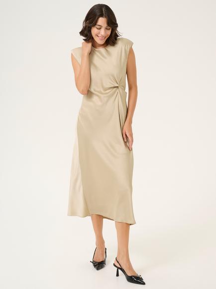 KAFFE Pristina Twist Front Satin Midi Dress, Mid Grey