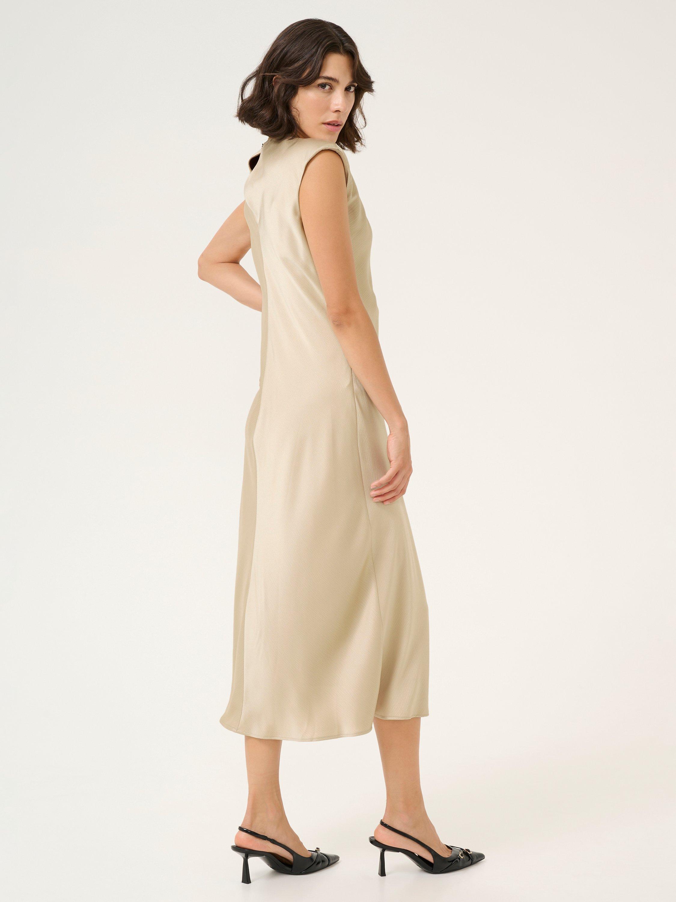 Product image 2 of 5, which shows KAFFE Pristina Twist Front Satin Midi Dress, Mid Grey, 8