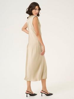 KAFFE Pristina Twist Front Satin Midi Dress - view 2, Mid Grey