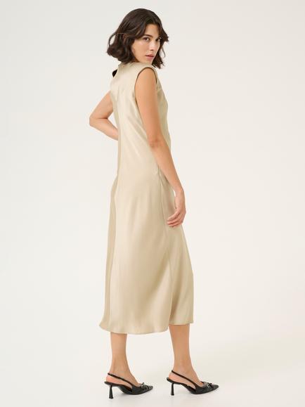 KAFFE Pristina Twist Front Satin Midi Dress - view 2, Mid Grey