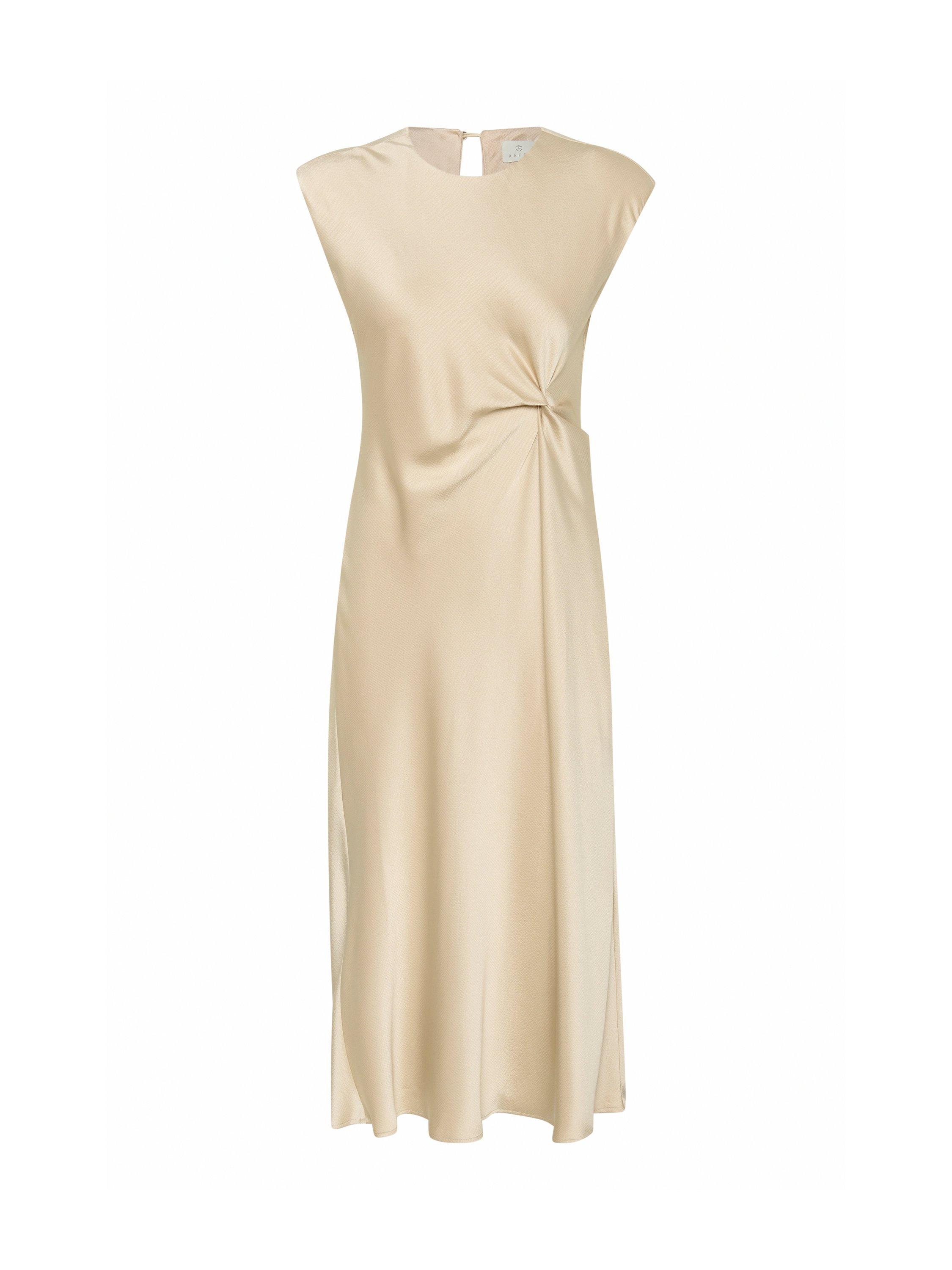 Product image 4 of 5, which shows KAFFE Pristina Twist Front Satin Midi Dress, Mid Grey, 8