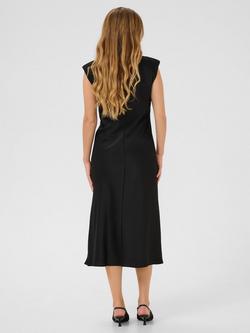 KAFFE Pristina Twist Front Satin Midi Dress - view 2, Black