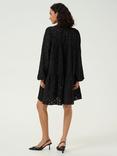 KAFFE Silinia Cut Out Embroidered A-Line Mini Dress, Black