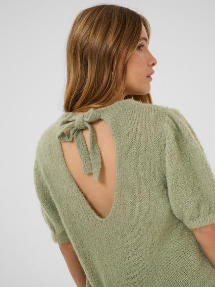 KAFFE Emillie Tie Back Jumper - view 2, Oil Green Melange