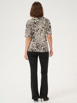 KAFFE Liz Leopard Print Short Sleeve Jumper, Black Leopard - view 2, Black Leopard