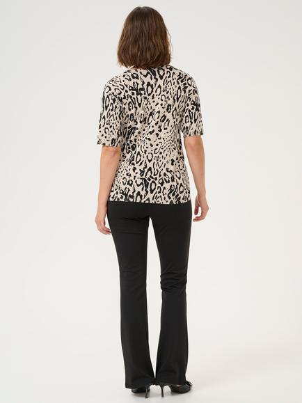 KAFFE Liz Leopard Print Short Sleeve Jumper, Black Leopard - view 2, Black Leopard