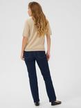 KAFFE Lizza V-Neck Short Sleeve Jumper, Feather Gray Melange