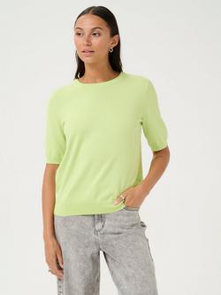 KAFFE Lizza Fine Knit Half Sleeve Top, Lettuce Green