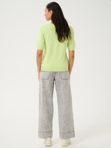 KAFFE Lizza Fine Knit Half Sleeve Top - view 2, Lettuce Green
