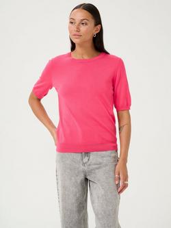KAFFE Lizza Fine Knit Half Sleeve Top, Raspberry