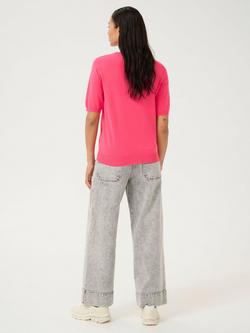 KAFFE Lizza Fine Knit Half Sleeve Top - view 2, Raspberry