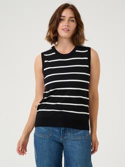 KAFFE Lizza Stripe Sleeveless Knit, Black/Chalk, Black/Chalk