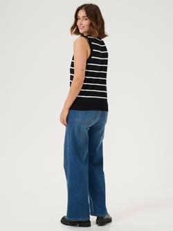 KAFFE Lizza Stripe Sleeveless Knit, Black/Chalk - view 2, Black/Chalk