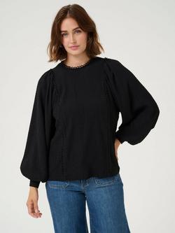 KAFFE Alva Jersey Blouse, Black, Black
