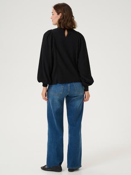 KAFFE Alva Jersey Blouse, Black - view 2, Black