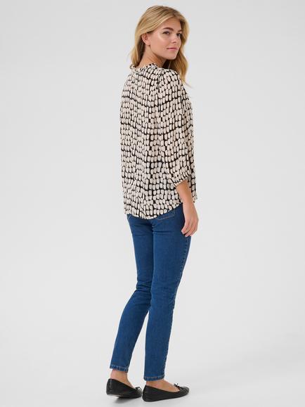 KAFFE Edita Amber Geometric V-Neck Blouse, Multi - view 2, Multi