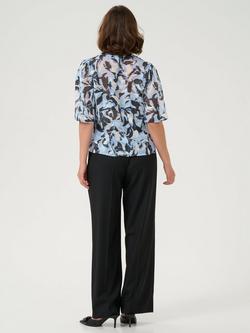 KAFFE Elina Floral Print V-Neck Blouse, Blue/Multi - view 2, Blue/Multi