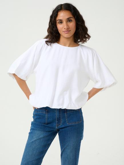 KAFFE Gabby Short Sleeve Blouse, White, White