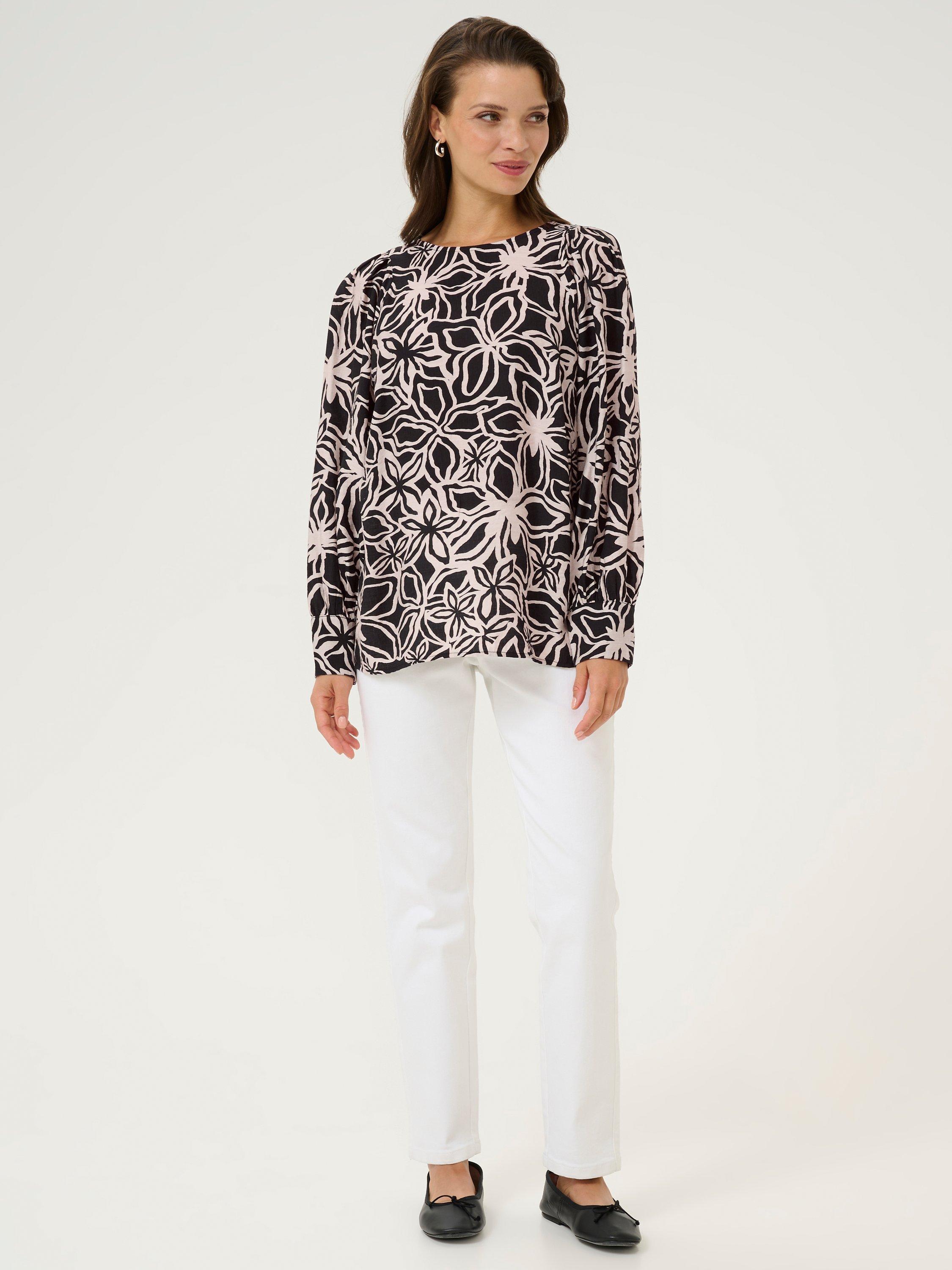 Product image 3 of 6, which shows KAFFE Hannah Floral Print Blouse, Black/Multi, 8