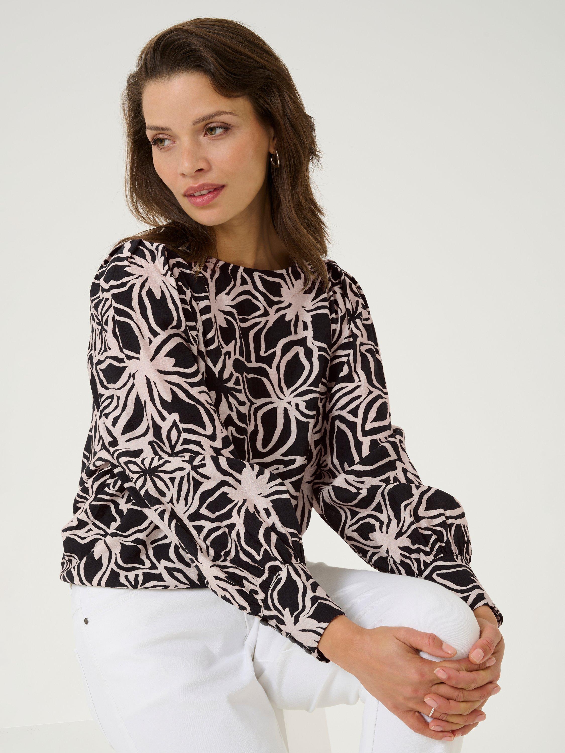 Product image 4 of 6, which shows KAFFE Hannah Floral Print Blouse, Black/Multi, 8