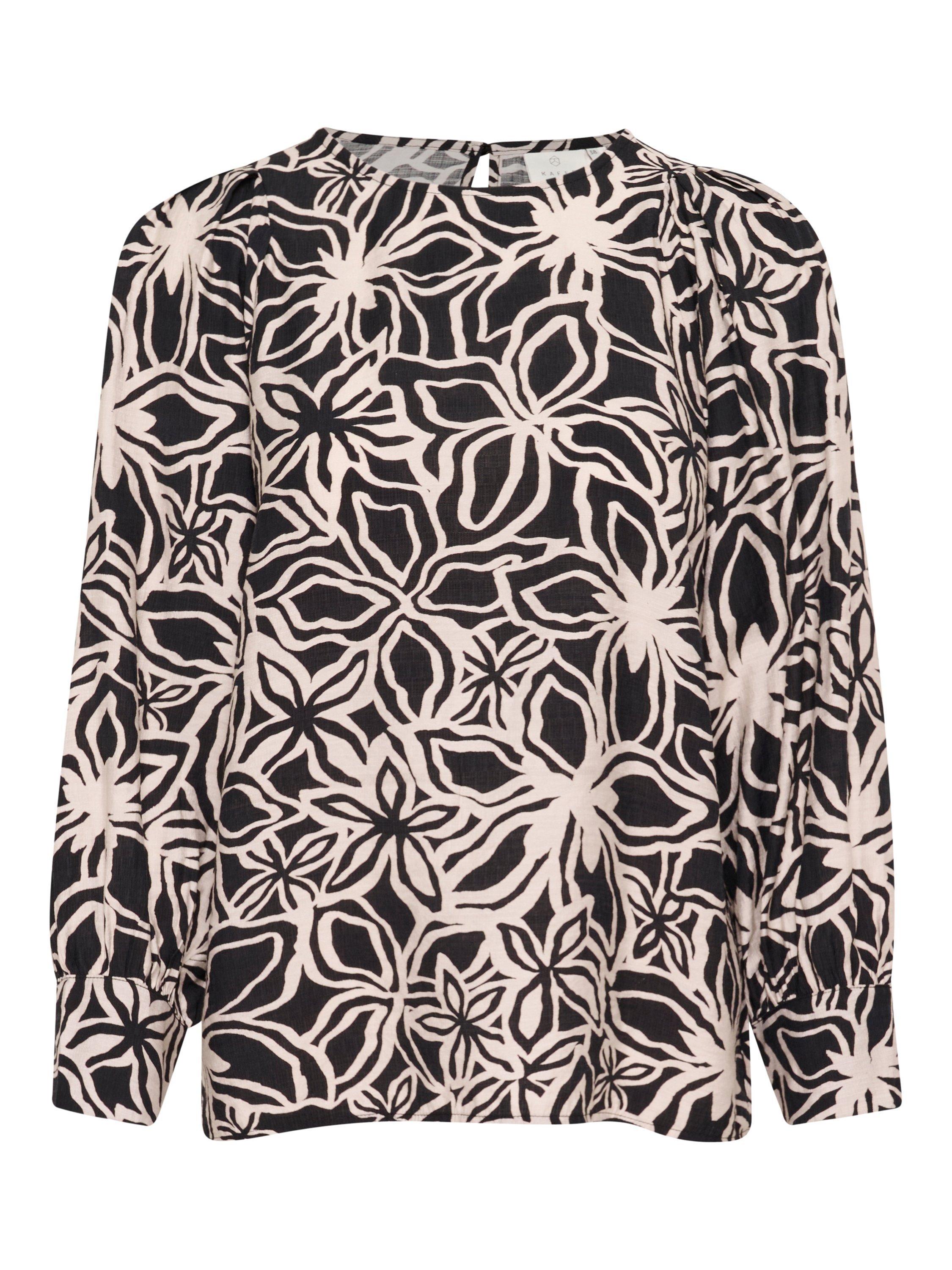 Product image 5 of 6, which shows KAFFE Hannah Floral Print Blouse, Black/Multi, 8