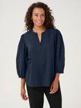 KAFFE Jollia Heart Textured Top, Midnight Marine