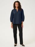 KAFFE Jollia Heart Textured Top, Midnight Marine