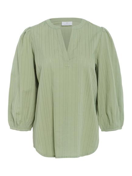 KAFFE Jollia Zia Textured Cotton Blouse, Mid Green