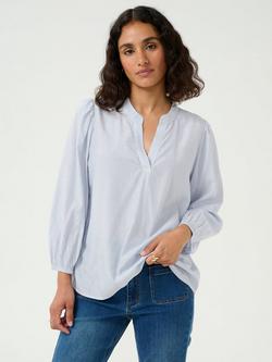 KAFFE Milena Stripe Blouse, Mid Blue, Mid Blue
