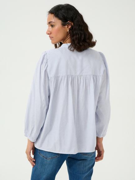KAFFE Milena Stripe Blouse, Mid Blue - view 2, Mid Blue