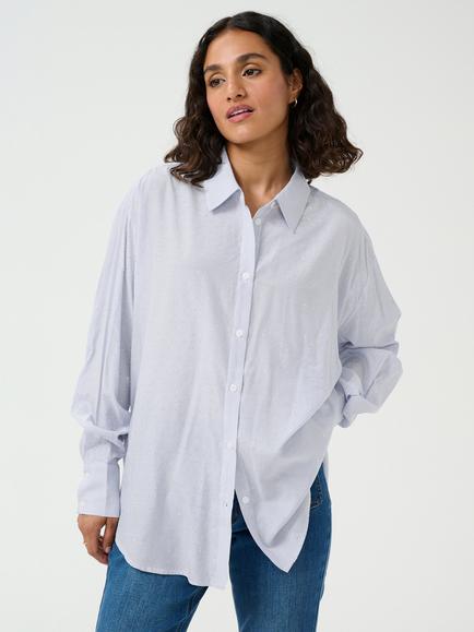 KAFFE Milena Stripe Shirt, Mid Blue, Mid Blue