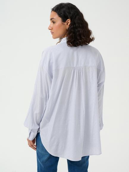 KAFFE Milena Stripe Shirt, Mid Blue - view 2, Mid Blue
