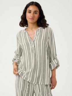 KAFFE Milia Stripe Top, Black/Beige, Black/Beige