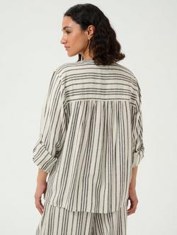 KAFFE Milia Stripe Top, Black/Beige - view 2, Black/Beige