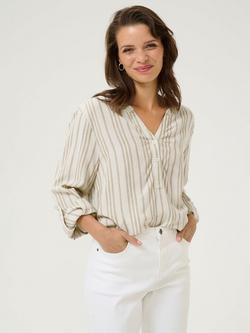 KAFFE Milia Pinstripe Top, Natural Beige, Natural Beige