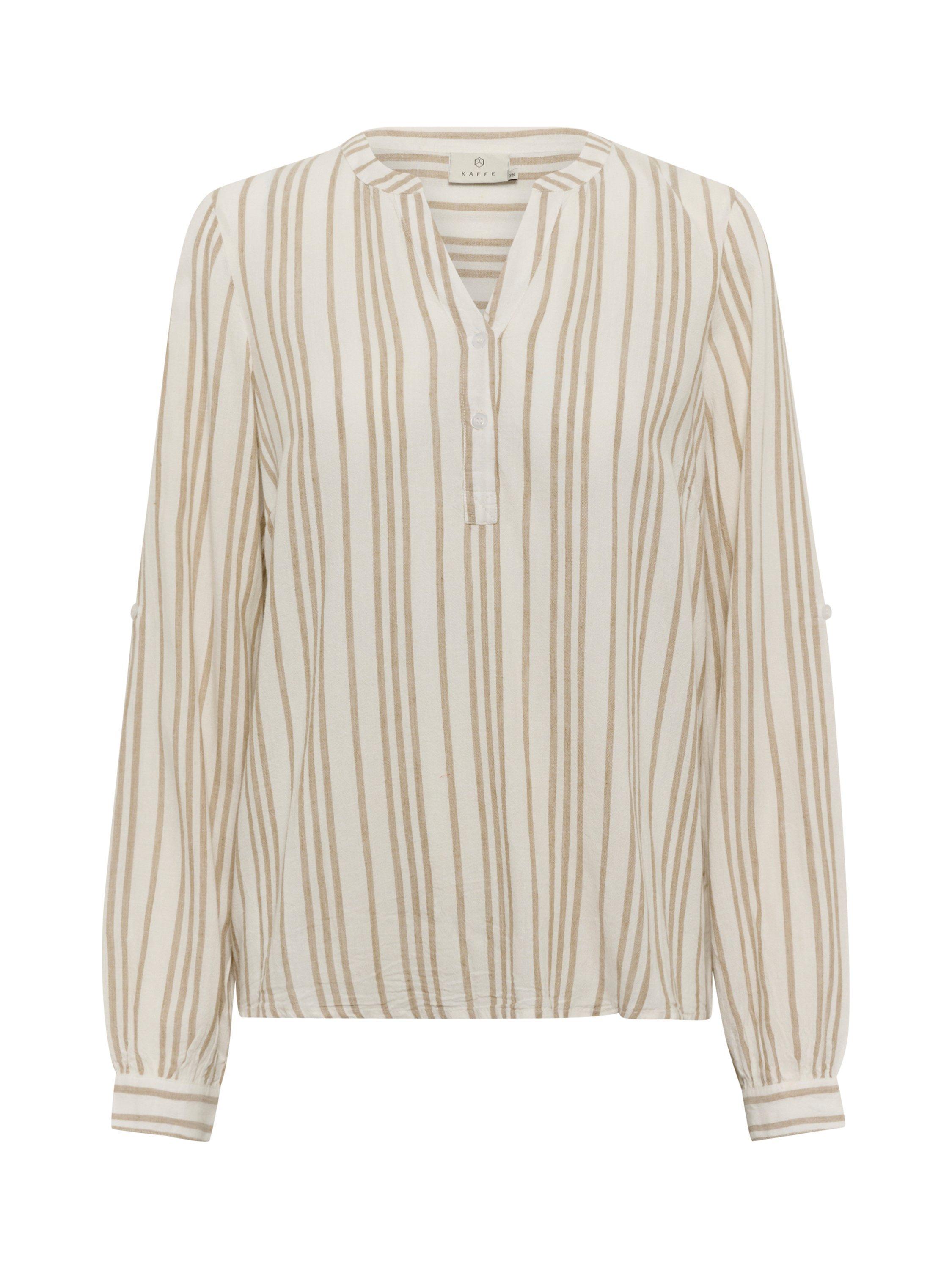 Product image 5 of 6, which shows KAFFE Milia Pinstripe Top, Natural Beige, 8