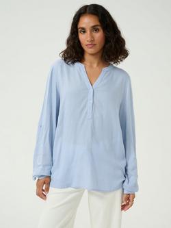 KAFFE Milia Roll Sleeve Top, Soft Chambray