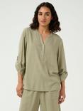 KAFFE Milia Roll Sleeve Top, Oil Green
