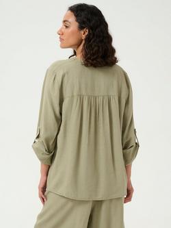 KAFFE Milia Roll Sleeve Top - view 2, Oil Green